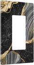 Black Gold Marble Single Gang Rocker Light Switch Plate Cover, Decorative Wall Plate for Home, Bedroom, Kitchen