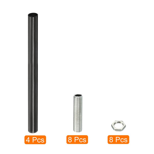 MECCANIXITY 7.87" 4 Set Threaded Extension Rod, Lamp Pipe with Connector Light Fixture Parts for Pendant Light Island