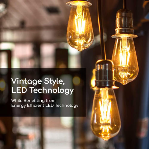 Euri Lighting VST19-3020ea Dimmable LED ST19 Filament Bulb, 5.5W (60W Equivalent), Warm White 2200K, E26, 120V