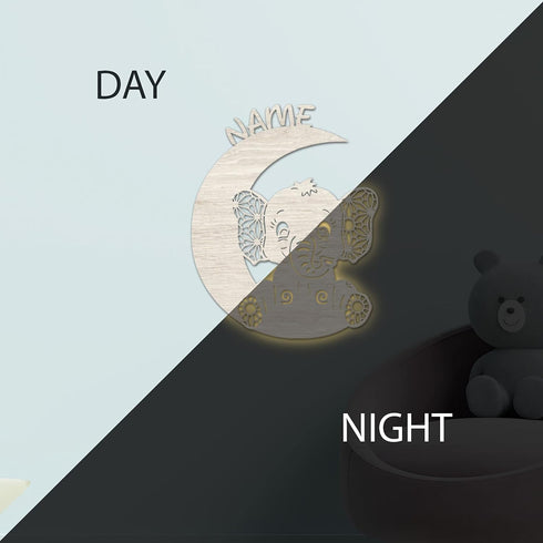 Namofactur Customizable Moonlit Elephant LED Night Light for Newborns