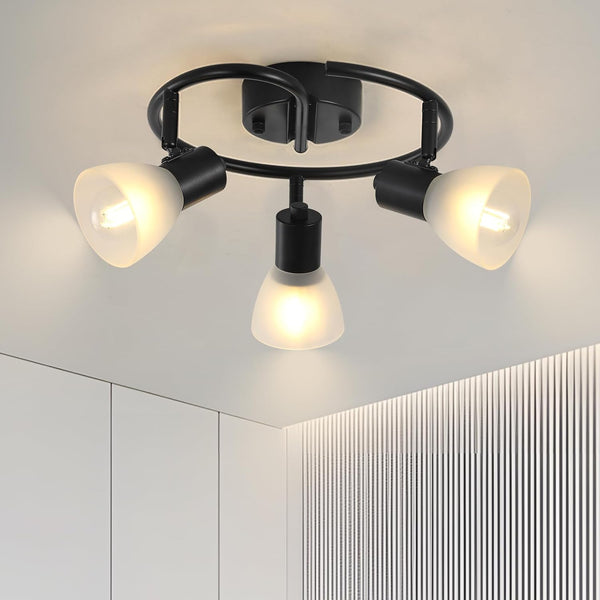 KEESFU 3-Light Kitchen Flush Mount Ceiling LightModern Round Track Lighting FixturesDirectional Ceiling