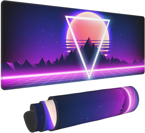 Retro Vaporwave Gaming Mouse Pad, Large XL Cool Desk Mat Synthwave Neon Extended Pads for Home Office Decor Accessories
