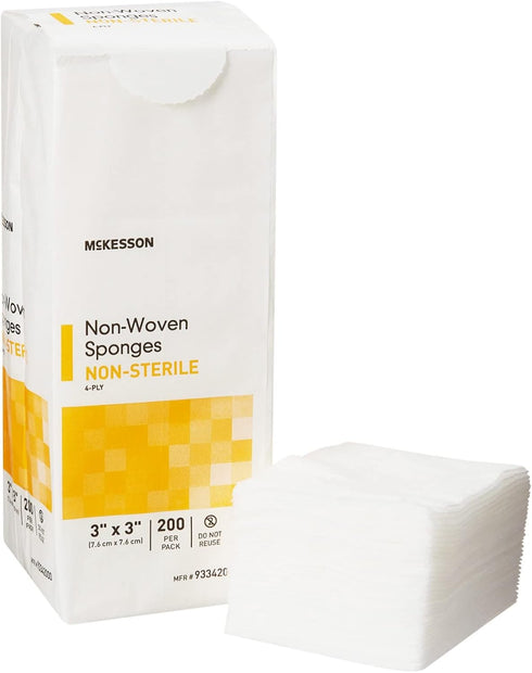 McKesson Non-Woven Sponges, Non-Sterile, 4-Ply, 3 in x 3 in, 200 Per Pack