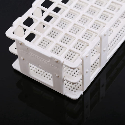 Plastic Test Tube Rack, Detachable Holder Storage Stand, Holds 60 for 16mm Dia. Tubes, White