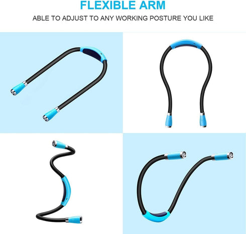 4 Bulbs, 3 Book Light, Neck Reading Light, USB Rechargeable, Hands Free, Super Bright LED Adjustable Brightness, Best
