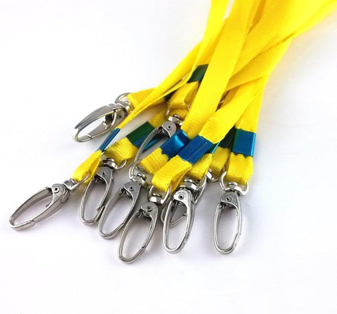 yueton 10pcs Vertical Style Leather Business ID Badge Card Holder with Long Neck Strap Band Lanyard (Yellow)