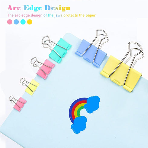 Mini Binder Clips, 120 Pack, 5/8 Inch, Standard 15mm, Color, Office Supplies with Mini Storage Boxes
