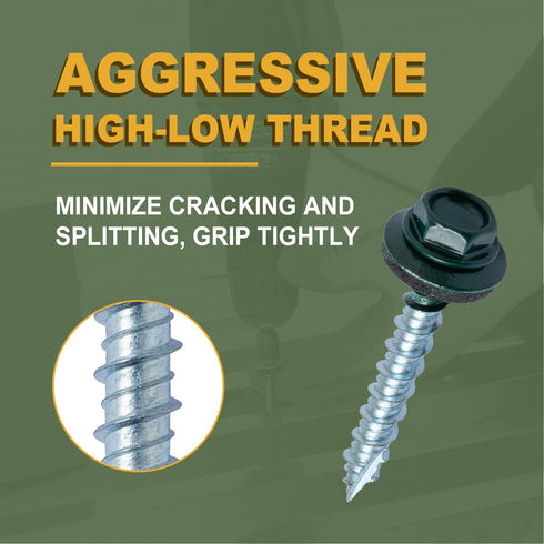 LIONMAX Metal Roofing Screws #10 × 1 Inch, 300-PCS, Hex Head Sheet Metal Roof Screws, Rubber Washer, Sharp Point,