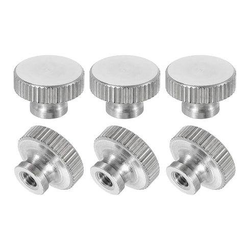 uxcell 6Pcs M3 x D11mm x H7mm Stainless Steel Knurled Thumb Nuts, Silver Fasteners for 3D Printer Parts