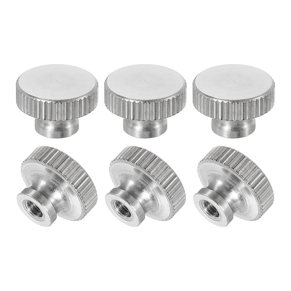 uxcell 6Pcs M3 x D11mm x H7mm Stainless Steel Knurled Thumb Nuts, Silver Fasteners for 3D Printer Parts