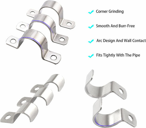 4 Inch Pipe Strap, 304 Stainless Steel Heavy Duty Strap Clamp for Tube Pipe or Wire Cord Installation (5pcs)