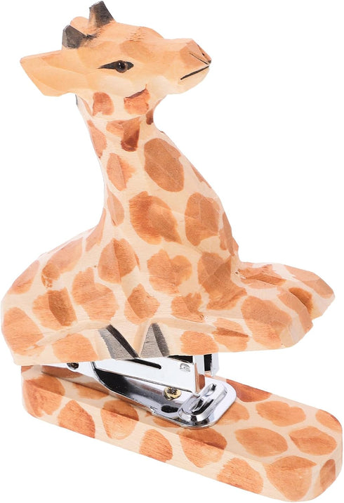 SEWACC Animal Stapler, Giraffe Desktop Stitcher, Wooden Portable Hand Held Stapler for School Office