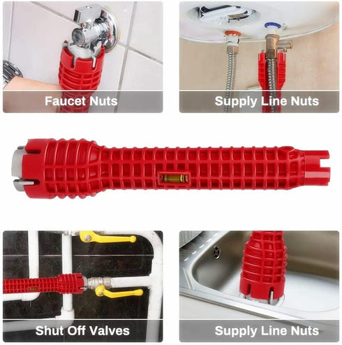 8-in-1 Faucet and Sink Installer, Anti-Slip Multifunctional Pipe Wrench for Bathroom and Kitchen Plumbing