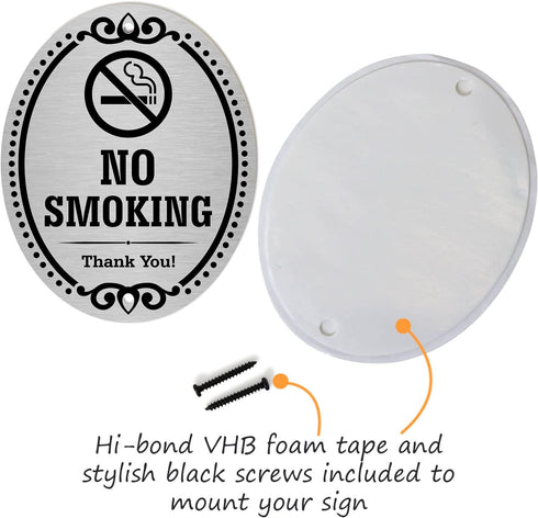 SmartSign Premium No Smoking Thank You Sign for Business & Home, 4" x 5" Aluminum with Adhesive Backing