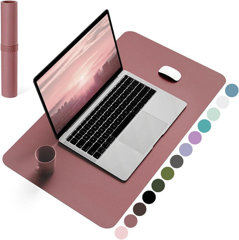 Non-Slip Desk Pad, Waterproof PVC Leather Desk Protector, Ultra Thin Large Blotter for Office Work/Home Decor (Dark