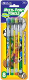 BAZIC Sports Push-A-Point Pencil, Assorted, 8 Per Pack