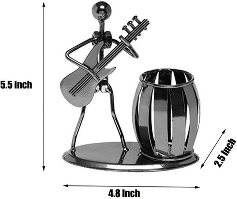 Metal Art Crafts Pencil & Pen Holder Display, Decorative Guitar Theme Desktop Organizer