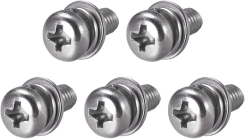 M5 x 16mm Stainless Steel Phillips Pan Head Machine Screws Bolts, uxcell, 5pcs with Spring Washer and Plain Washers