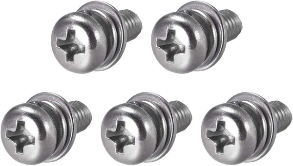 M5 x 16mm Stainless Steel Phillips Pan Head Machine Screws Bolts, uxcell, 5pcs with Spring Washer and Plain Washers