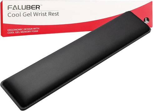 Faluber Cooling Gel Wrist Rest Pad - Full Size 18" Memory Foam Palm Rest with Non-Slip Footpad, Ergonomic Design