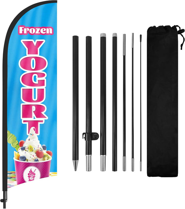 Frozen Yogurt Advertising Swooper Flag Banner, Frozen Yogurt Feather Flags with Pole