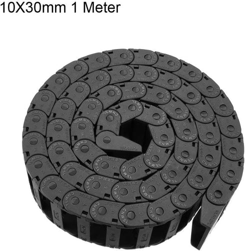 uxcell Drag Chain Cable Carrier Open Type with End Connectors, 10X30mm 1 Meter Plastic for Electrical CNC Router