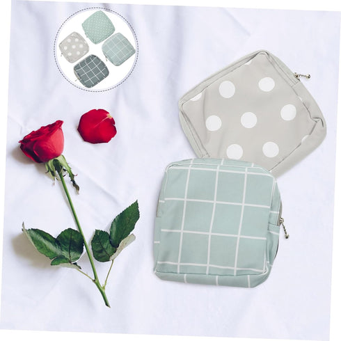 4Pcs Portable Menstrual Pad Storage Bag Waterproof Sanitary Napkin Holder Makeup and Coin Pouch for Teen Girls