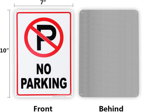 3 Pack No Parking Sign, 10"x 7", .04" Aluminum, Rust Free, UV Protected, Weatherproof