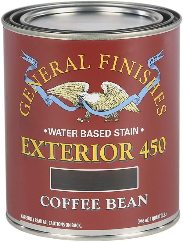 General Finishes Exterior 450 Water Based Wood Stain, 1 Quart, Coffee Bean