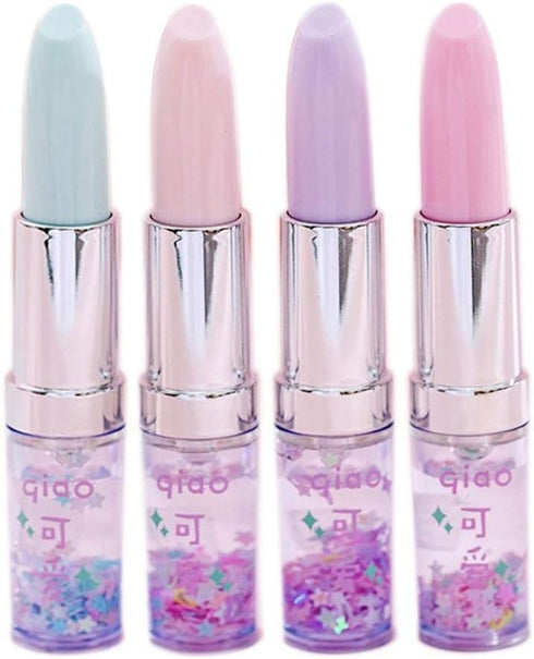 Funny Live 4 Pcs Cute Sequins Drift Gel Ink Rollerball Pens, Simulation Lipstick Ballpoint Pens, 0.7mm Black Ink