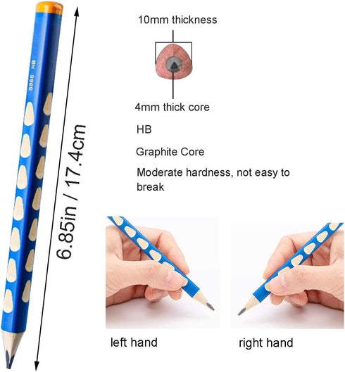 Triangular Fat Pencil - 12 Pack Thick, Strong, Jumbo Wood Pencils for Writing and Drawing, HB with Eraser and Sharpener by Fengirl