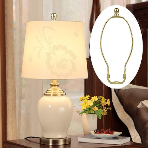 10 Inch Lamp Harp, 2 Set Gold Lamp Shade Holder with Finial, DIY Detachable Replacement Adapter for Table/Floor Lamps