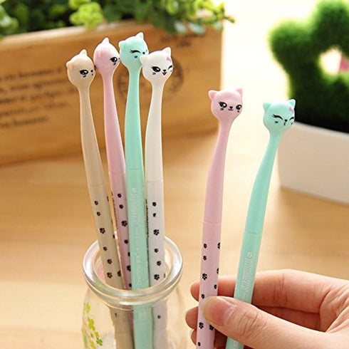 MLM Cute Cartoon Cat Gel Ink Pen Rollerball Pens for Bedroom.