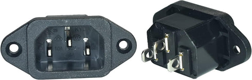 Screw Mount 3 Pins IEC320 C14 Inlet Power Plug Socket, 15A 250VAC Power Connector (Pack of 2)