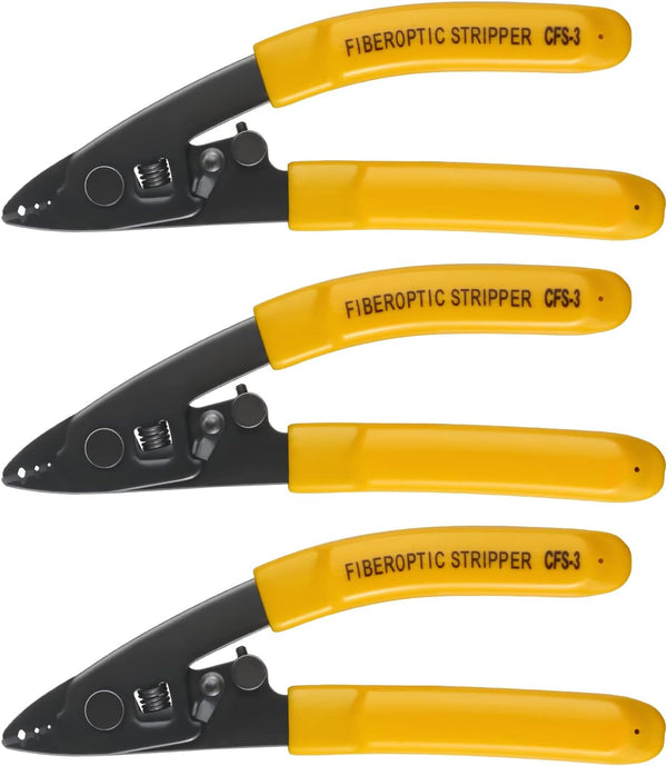 3PC CFS-3 Fiber Optic Stripper, 3 Port Hole Stripping Tool with Hex Key Adjustable Handle for Coating Stripping