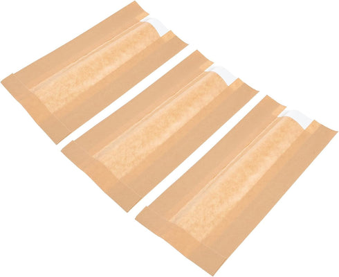 PATKAW 30pcs Kraft Paper Bread Bags Window, Oil-proof Bread Storage Pouches for