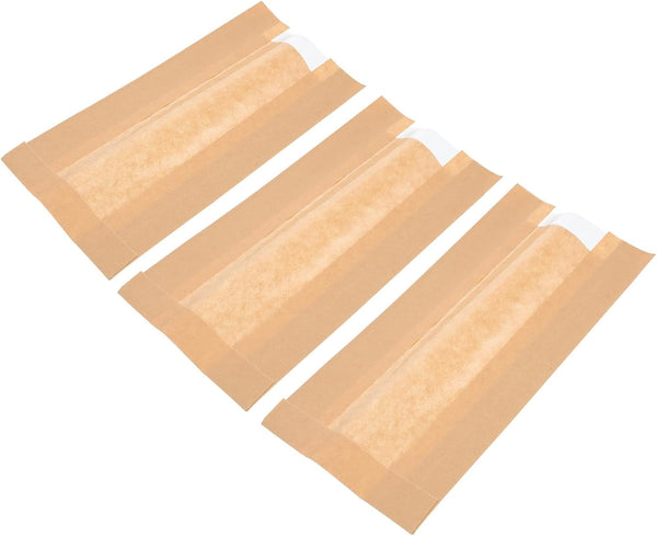 PATKAW 30pcs Kraft Paper Bread Bags Window, Oil-proof Bread Storage Pouches for