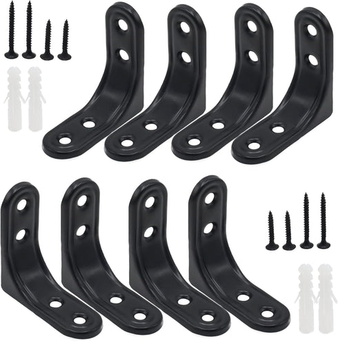 Joyangy 8pcs 2 Inch L Brackets, Heavy Duty Wall Mount Black L Corner