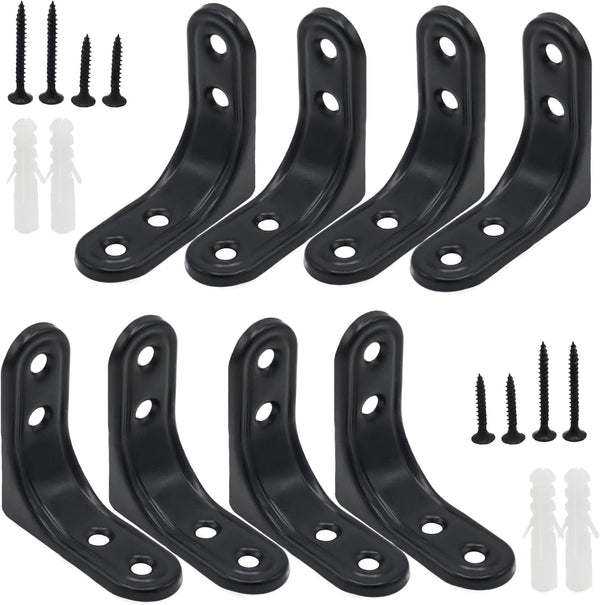 Joyangy 8pcs 2 Inch L Brackets, Heavy Duty Wall Mount Black L Corner