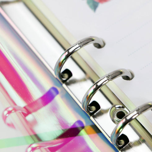 Standard 6-Ring Rainbow Clear Soft PVC Notebook Cover Protector, Round Ring Binder for Loose Leaf Pages (A6)