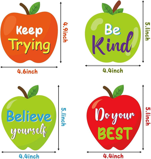 BeYumi 45 Pcs Apples Positive Sayings Accents Cutouts for Classroom Bulletin Board Decoration, Motivational Quotes
