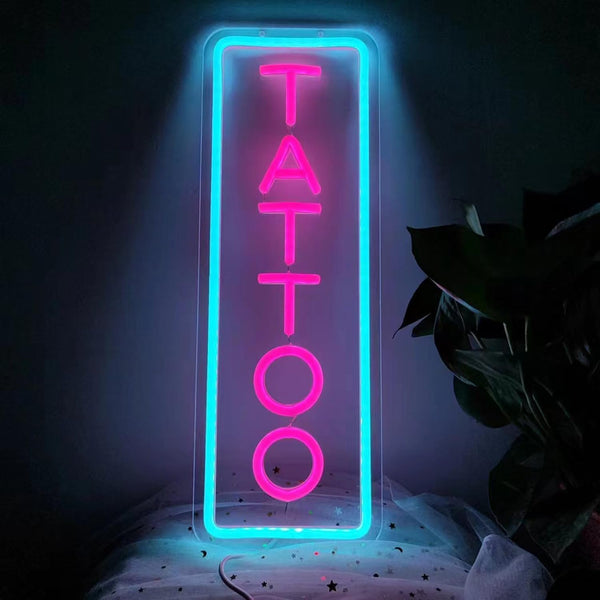Dimmable Tattoo Neon Sign,LED Reusable Neon Signs,Arylic Ice Blue Tattoo Shop Sign