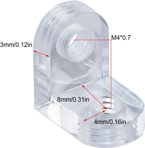 LUORNG 16Sets 90 12x12x8mm Clear Acrylic L Brackets Degree Right Angle Corner Braces Corner Connectors with Screws