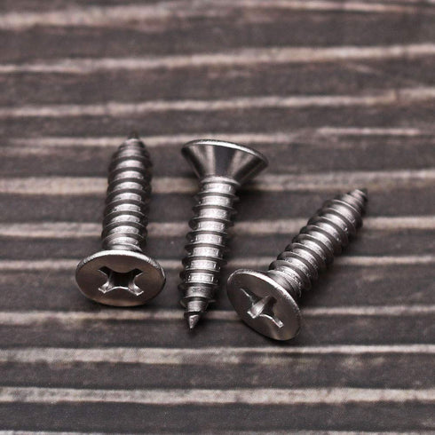 #4 x 3/8" (200 pcs) Flat Head Sheet Metal Screws, 304 Stainless Steel, Phillips Drive, Self Tapping
