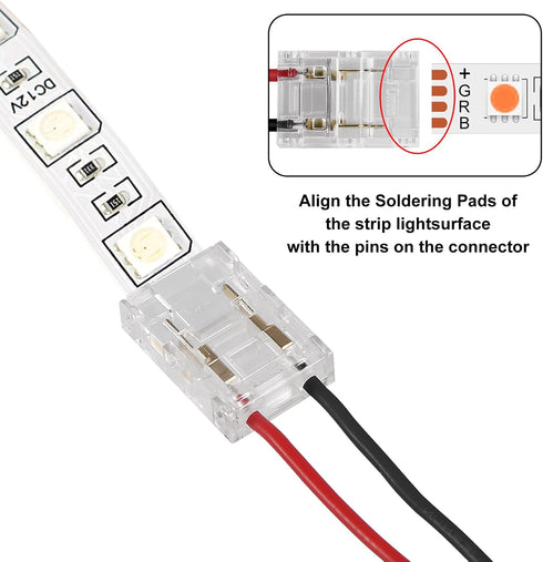 DORHEA 10Pcs 4 10mm 3528 5050 Pin RGB to Wire LED Light Strip Connectors Waterproof LED Adapter Connectors Transparent