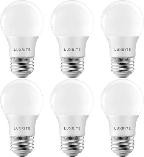 LUXRITE A15 LED Bulb, 40W Equivalent, 7W, 4000K Cool White, 600 Lumens, Dimmable E26 Medium Base, 6 Pack