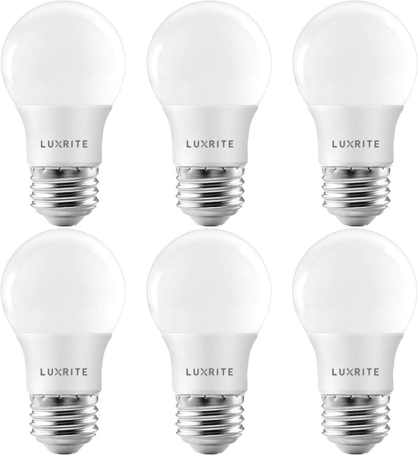 LUXRITE A15 LED Bulb, 40W Equivalent, 7W, 4000K Cool White, 600 Lumens, Dimmable E26 Medium Base, 6 Pack