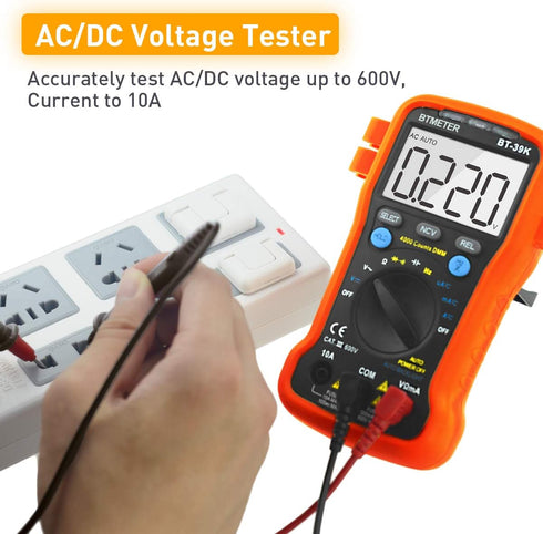 BTMETER BT-39K DVOM Multimeter with Case, 4000 Count Autoranging DMM for AC/DC Testing