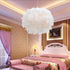 14.8' Surpars House Plug in Pendant Light White Feather Chandelier with Cord and On/Off Switch in Line