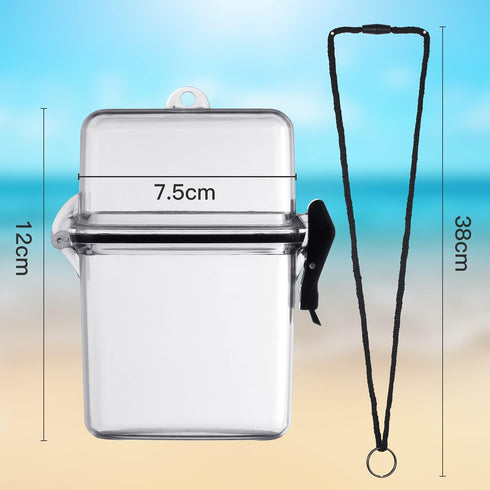 Outus 3 Pieces Waterproof Case ID Card Holder with Floating Sports Case Locker with Hanging Ring and Rope (Clear,4.72 x 2.95 x 1.57 Inch)
